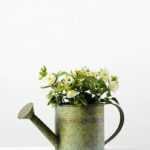19cm Mini Rose Silk Flower  in Metal Pot