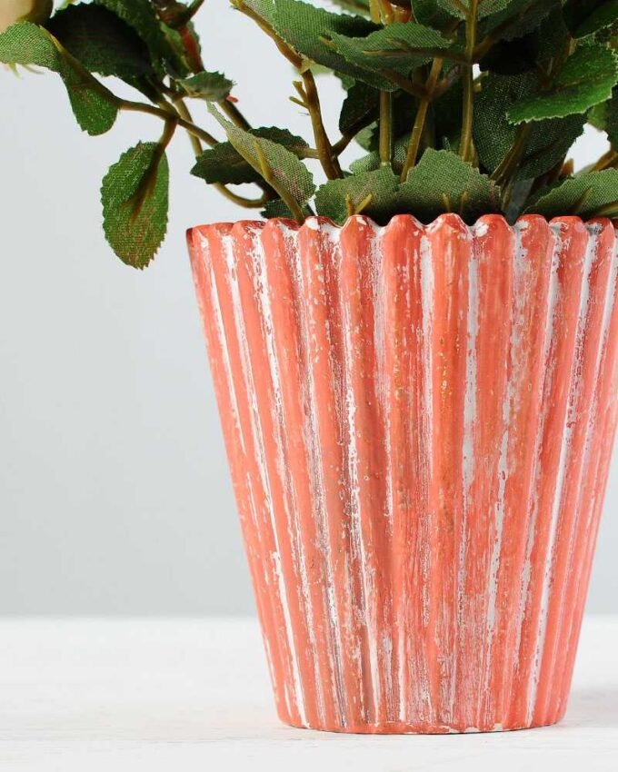 20cm Mini Rose Silk Flower  in Ceramic pot