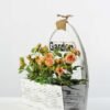 25cm Mini Rose With Wood Planter Silk Flower Arrangement 1 25cm Mini Rose With Wood Planter Silk Flower Arrangement