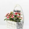 25cm Mini Rose With Wood Planter Silk Flower Arrangement 2 25cm Mini Rose With Wood Planter Silk Flower Arrangement