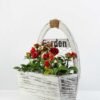 25cm Mini Rose With Wood Planter Silk Flower Arrangement 5 25cm Mini Rose With Wood Planter Silk Flower Arrangement