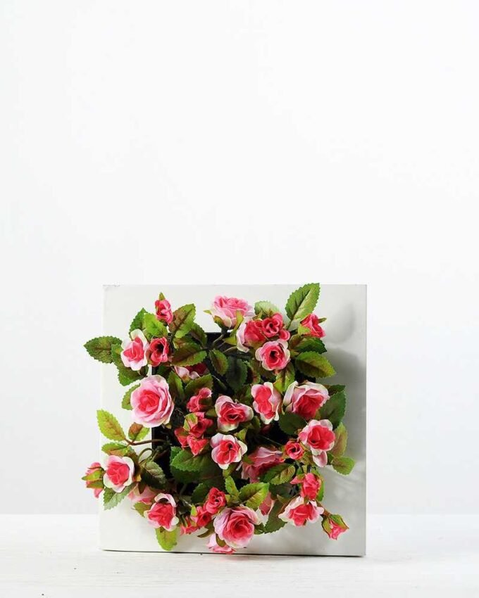 6cm Mini Rose With Wood Planter Silk Flower Arrangement 1 6cm Mini Rose With Wood Planter Silk Flower Arrangement