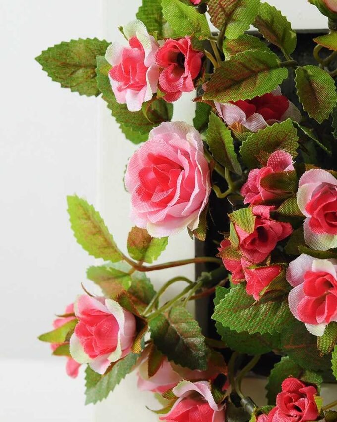 6cm Mini Rose With Wood Planter Silk Flower Arrangement 2 6cm Mini Rose With Wood Planter Silk Flower Arrangement