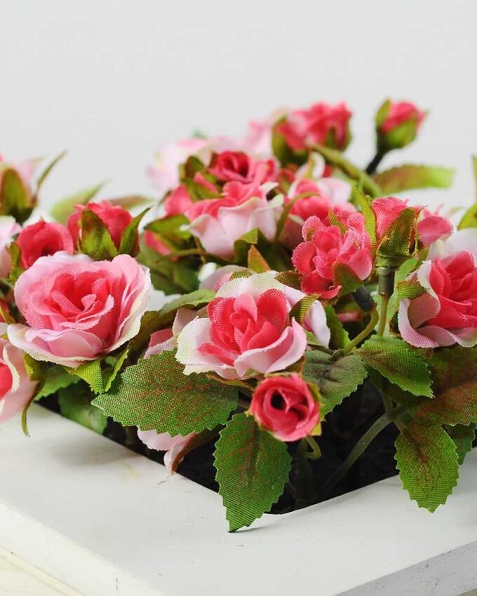6cm Mini Rose With Wood Planter Silk Flower Arrangement 3 6cm Mini Rose With Wood Planter Silk Flower Arrangement