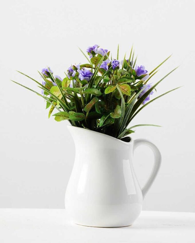 21cm Mini Rose With Ceramic Jug Silk Flower Arrangement Silk Flowers