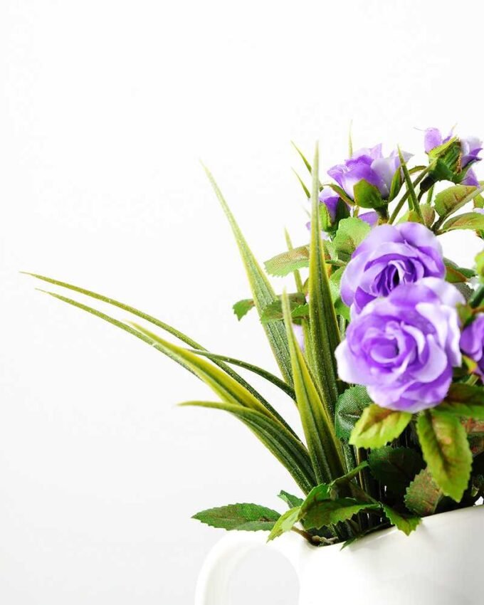 21cm Mini Rose With Ceramic Jug Silk Flower Arrangement