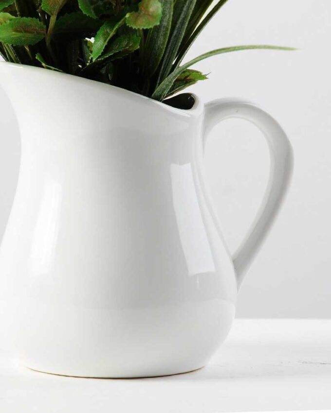 21cm Mini Rose With Ceramic Jug Silk Flower Arrangement