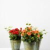 20cm Mini Rose Silk Flower  in Metal Pot