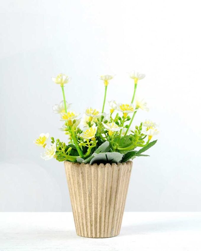 17cm Mini  Silk Flower  in Paper Pulp pot