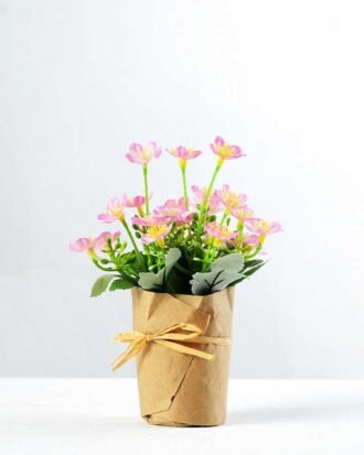 16cm Mini  Silk Flower  in Paper wrap pot
