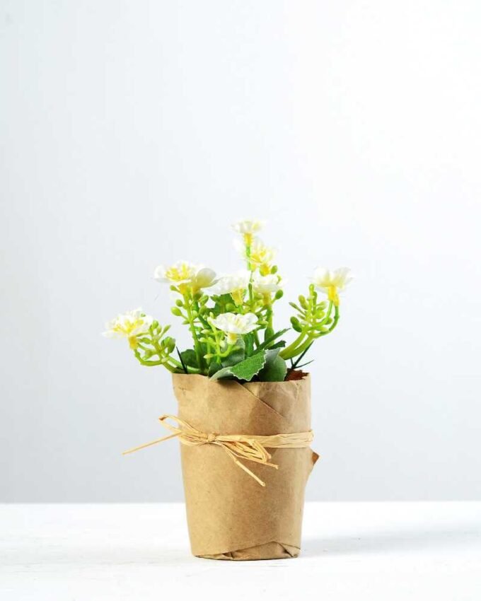 16cm Mini  Silk Flower  in Paper wrap pot
