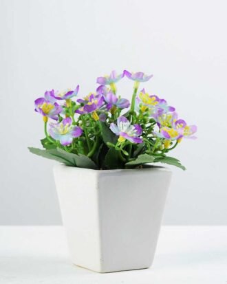13cm Mini  Silk Flower  in Paper Pulp pot