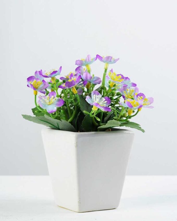 13cm Mini  Silk Flower  in Paper Pulp pot