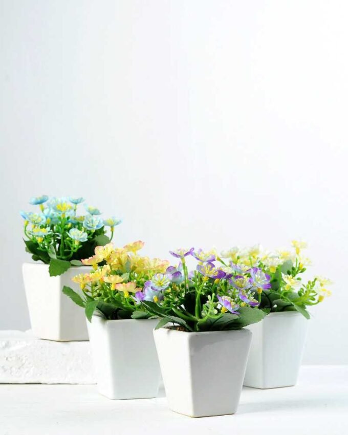 13cm Mini  Silk Flower  in Paper Pulp pot