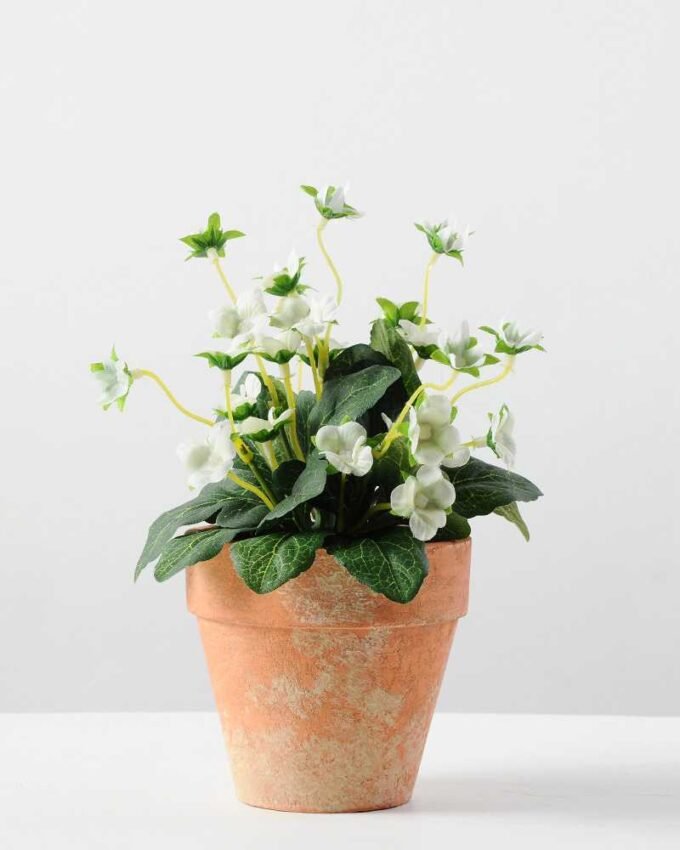20cm Mini Silk Wild Flower Silk Flower  in Paper Pulp pot 4 20cm Mini Silk Wild Flower Silk Flower  in Paper Pulp pot