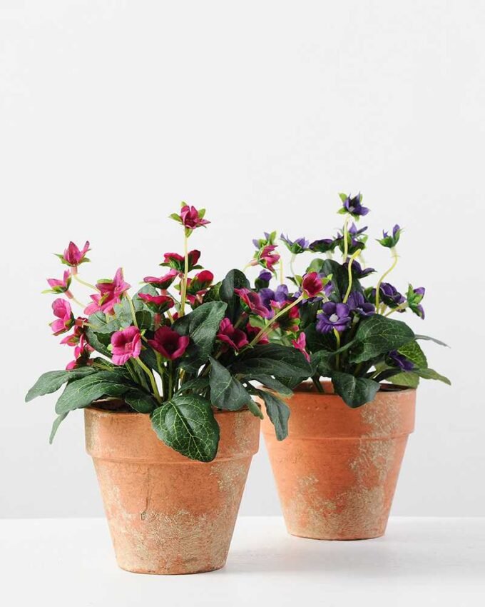20cm Mini Silk Wild Flower Silk Flower  in Paper Pulp pot 5 20cm Mini Silk Wild Flower Silk Flower  in Paper Pulp pot