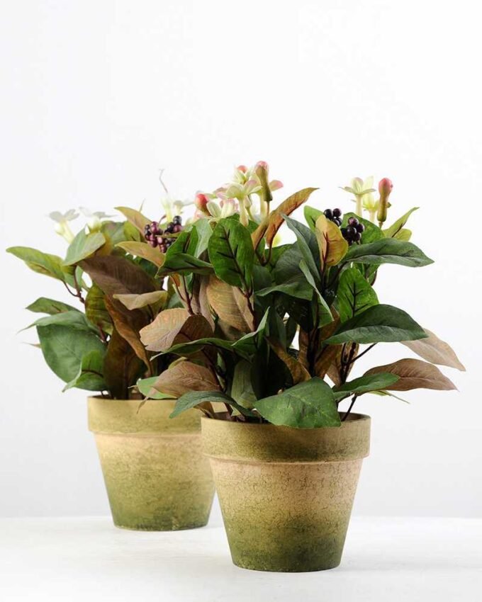 29cm Mini Wild Flower Silk Flower  in Paper Pulp pot