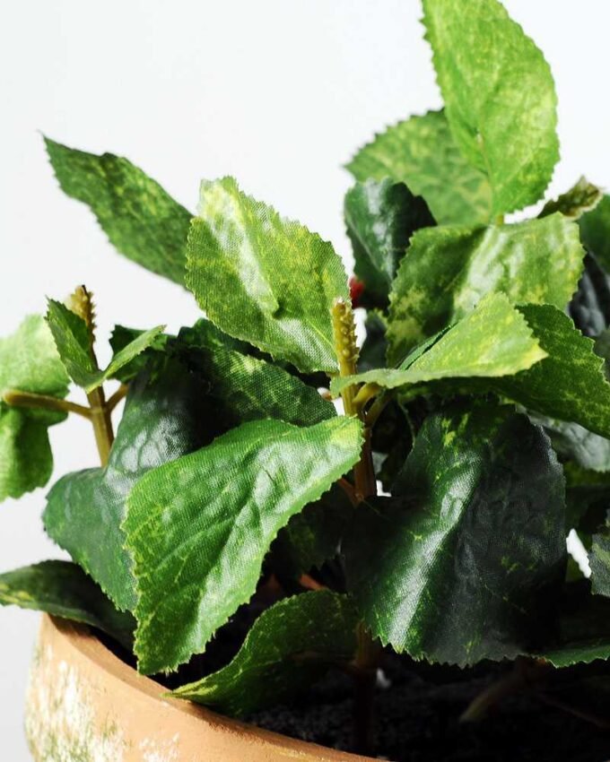 16cm Mint Leaves Artificial Plant  in Paper Pulp pot