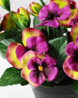 16cm Pansy Silk Flower  in Plastic pot Potted Flowers&Plants YeahFlower is one of Chinese leading OEM manufacturers and exporters , supplying the silk flowers, wholesale artificial trees 16cm Pansy Silk Flower  in Plastic pot