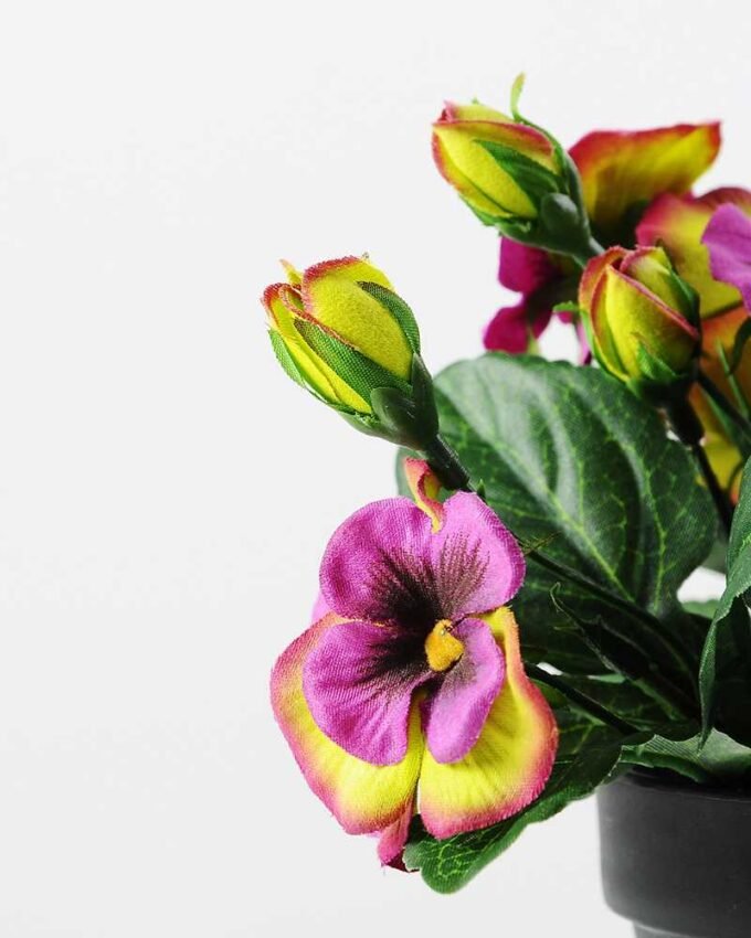 16cm Pansy Silk Flower  in Plastic pot 2 16cm Pansy Silk Flower  in Plastic pot