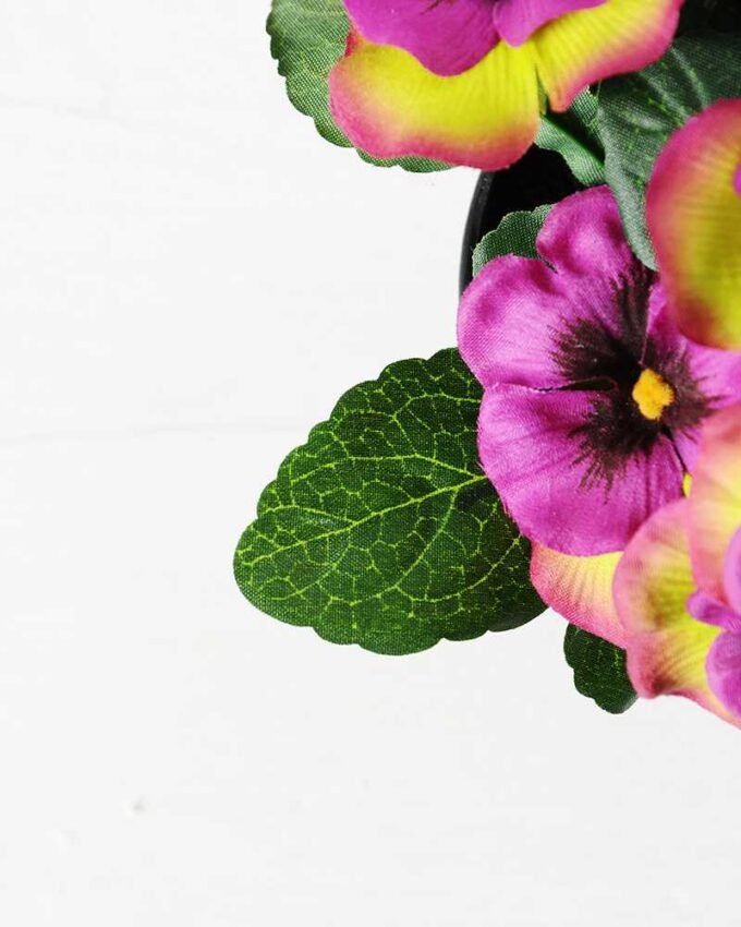 16cm Pansy Silk Flower  in Plastic pot 3 16cm Pansy Silk Flower  in Plastic pot