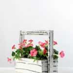 20cm Pharibitis Morning Glory With Wood Planter Silk Flower Arrangement