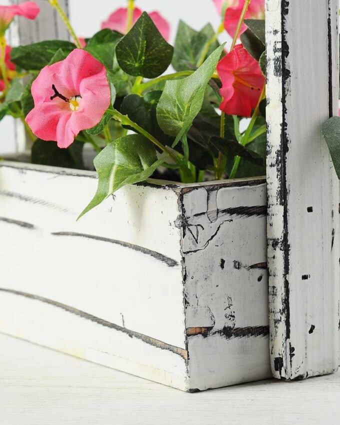 20cm Pharibitis Morning Glory With Wood Planter Silk Flower Arrangement