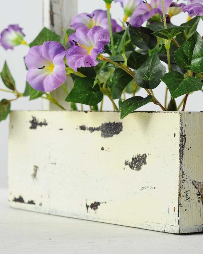 20cm Pharibitis Morning Glory With Wood Planter Silk Flower Arrangement