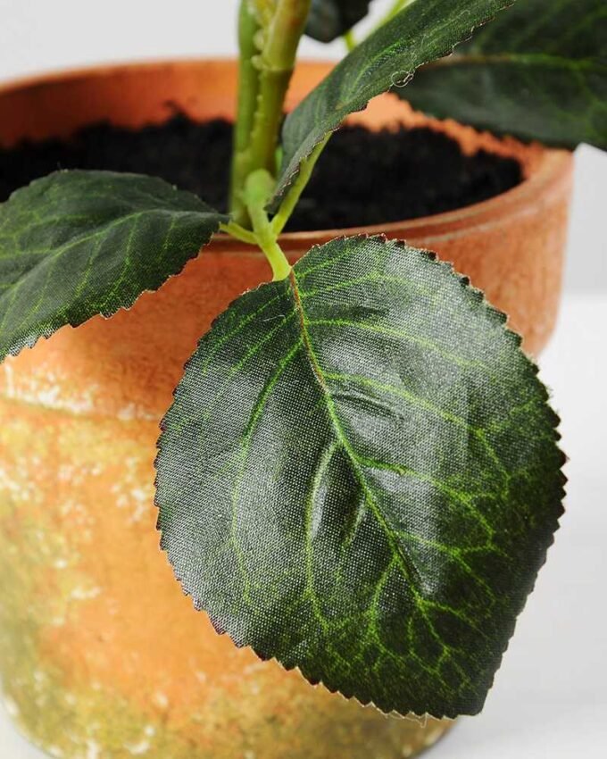 28cm Rose Silk Flower  in Paper Pulp pot