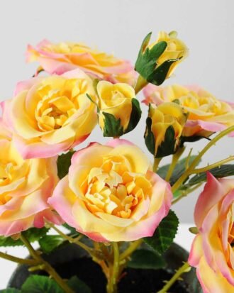 25cm Rose Silk Flower  in Metal Pot