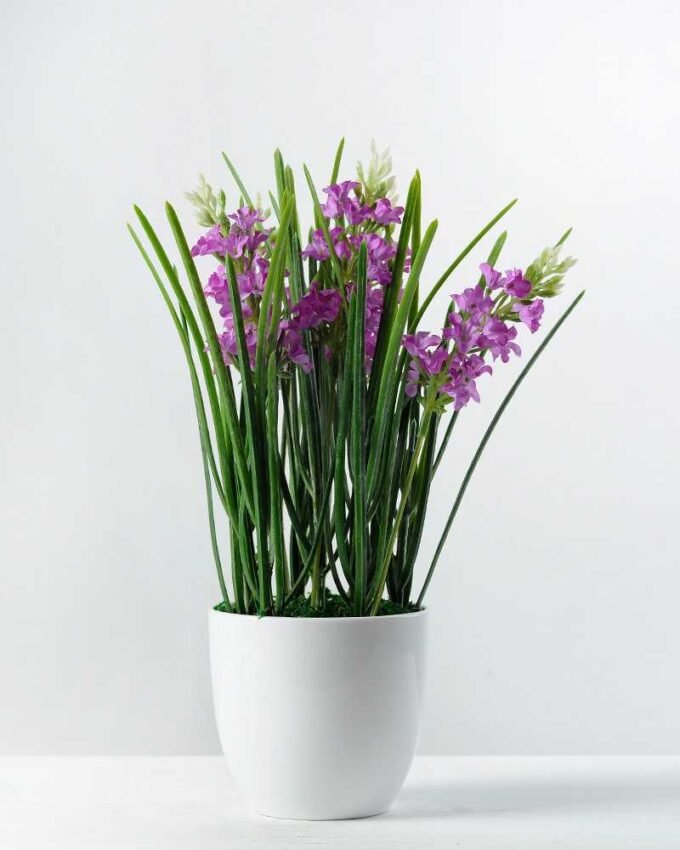 27cm String Linen Silk Flower  in Plastic pot 1 27cm String Linen Silk Flower  in Plastic pot