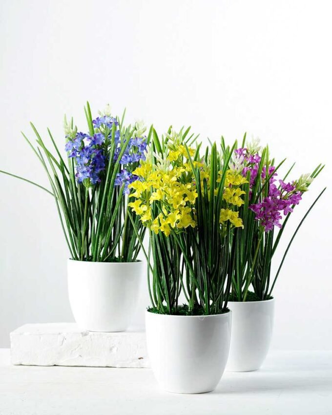 27cm String Linen Silk Flower  in Plastic pot 3 27cm String Linen Silk Flower  in Plastic pot