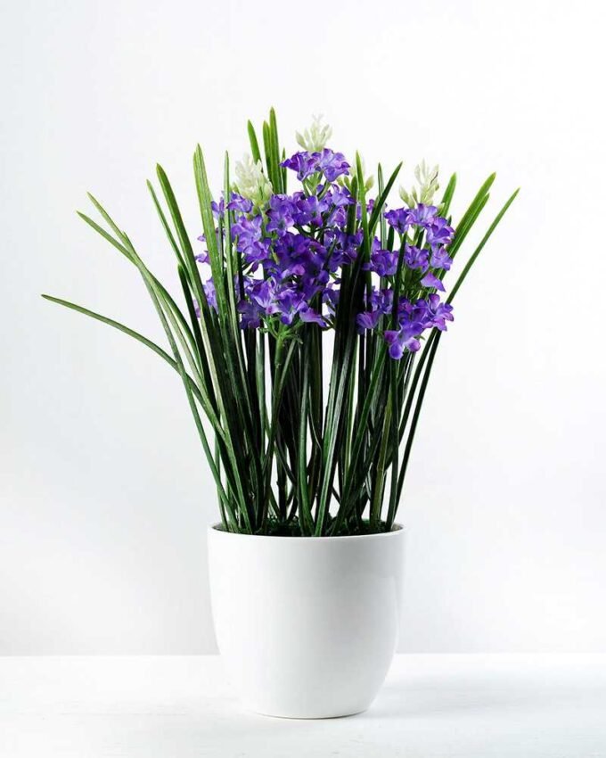 27cm String Linen Silk Flower  in Plastic pot 4 27cm String Linen Silk Flower  in Plastic pot