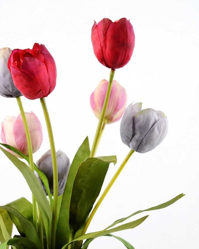 45cm Tulip With Metal Jug Silk Flower Arrangement 3 45cm Tulip With Metal Jug Silk Flower Arrangement