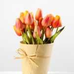 24cm Tulip Silk Flower  in Paper wrap pot