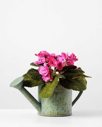 19cm Violet Silk Flower  in Metal Watering Can Potted Flowers&Plants YeahFlower is one of Chinese leading OEM manufacturers and exporters , supplying the silk flowers, wholesale artificial trees 19cm Violet Silk Flower  in Metal Watering Can