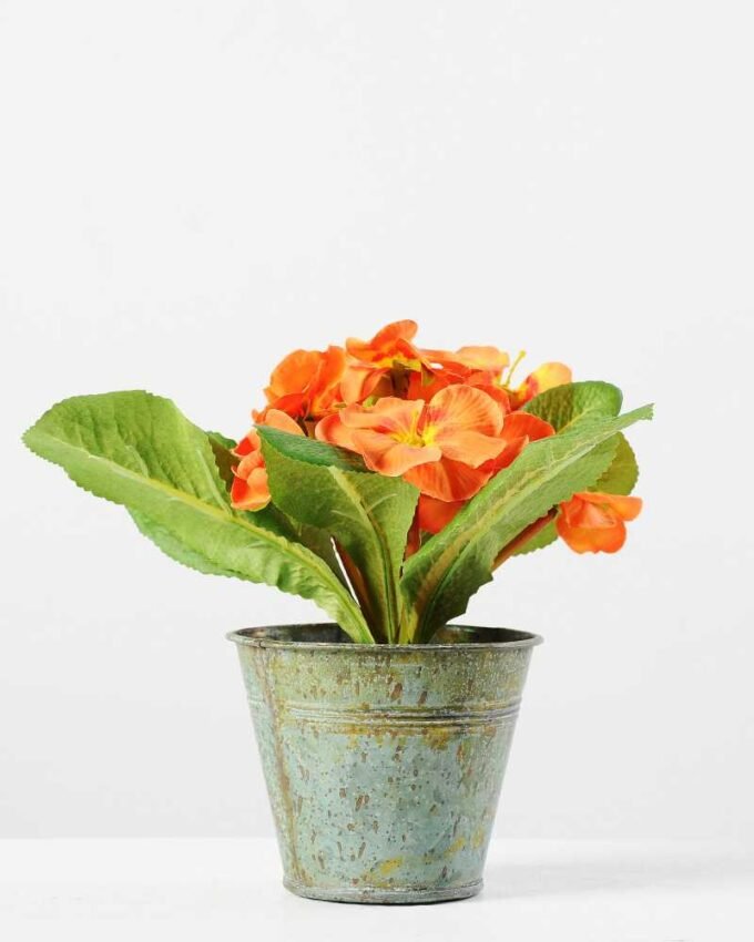 20cm Violet Silk Flower  in Metal Pot