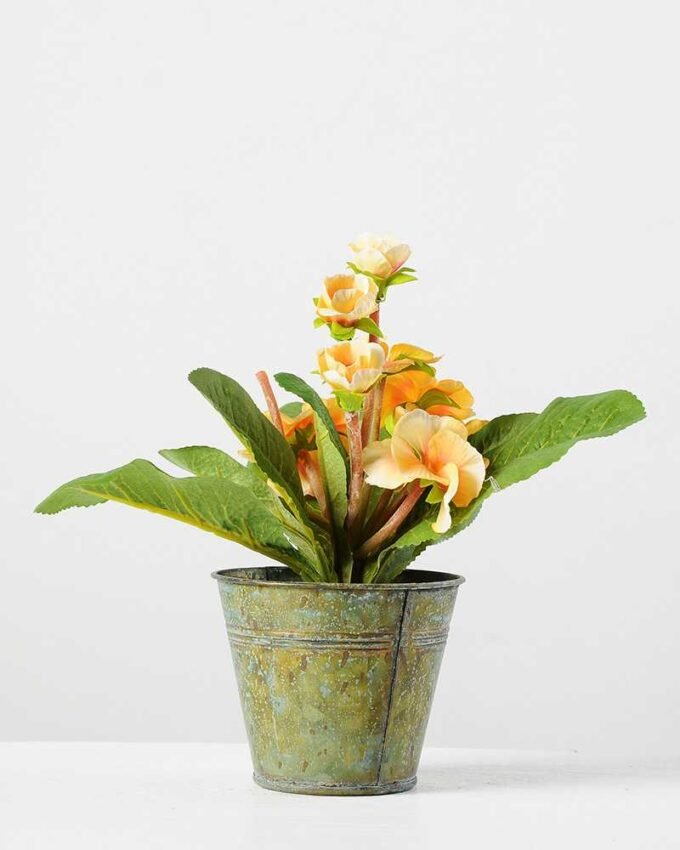 20cm Violet Silk Flower  in Metal Pot