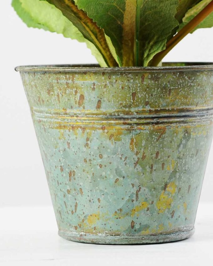 20cm Violet Silk Flower  in Metal Pot