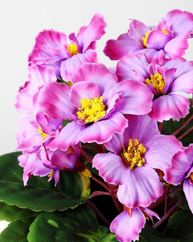 19cm Violet Silk Flower in Metal Pot 5 19cm Violet Silk Flower in Metal Pot