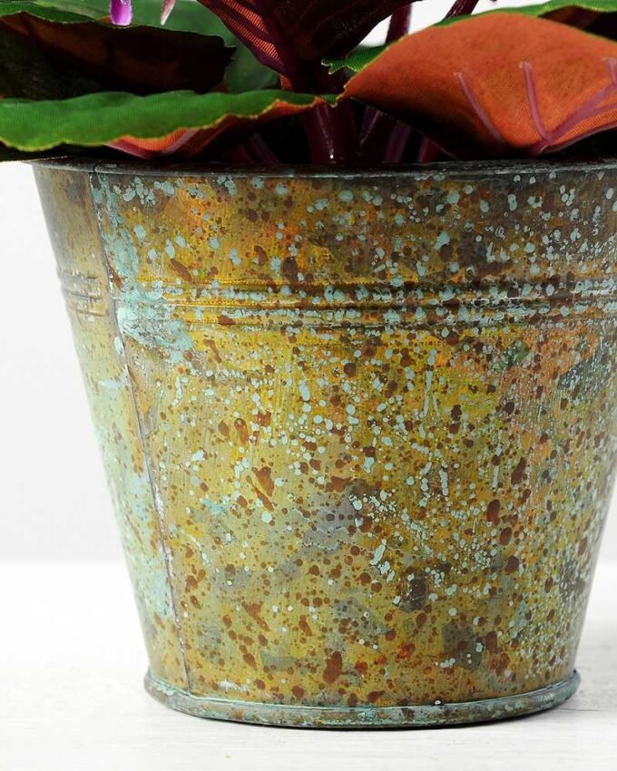 19cm Violet Silk Flower in Metal Pot 6 19cm Violet Silk Flower in Metal Pot