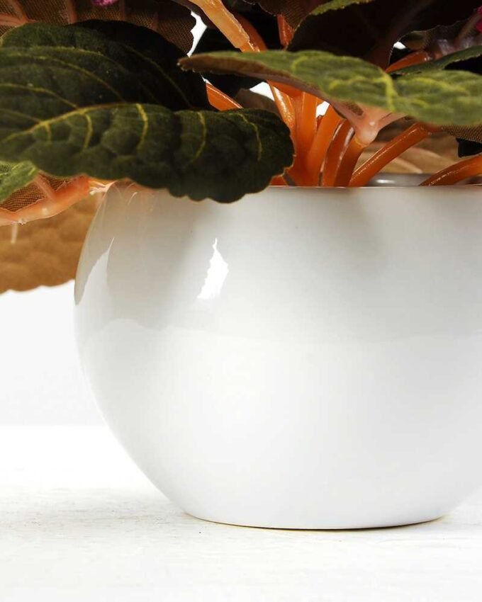 16cm Violet Silk Flower  in Ceramic pot 3 16cm Violet Silk Flower  in Ceramic pot