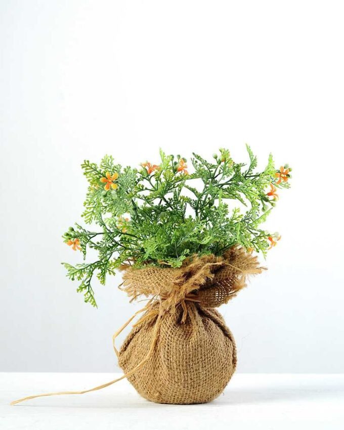 21cm Wild Flower Silk Flower  in Burlap wrap 1 21cm Wild Flower Silk Flower  in Burlap wrap