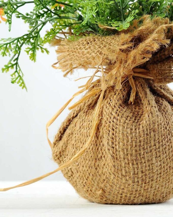 21cm Wild Flower Silk Flower  in Burlap wrap 4 21cm Wild Flower Silk Flower  in Burlap wrap