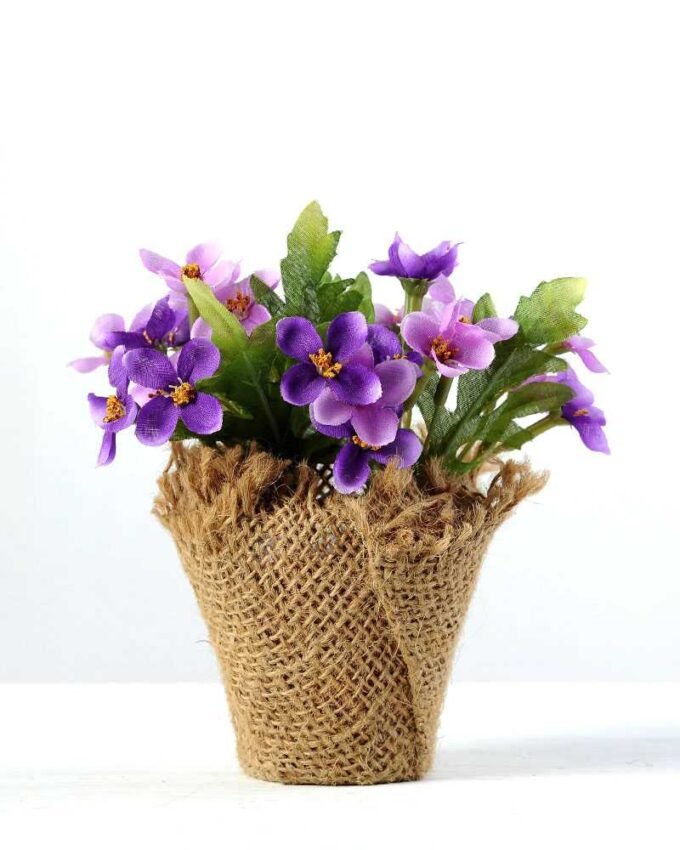 13cm Wild Flower Silk Flower  in Burlap wrap