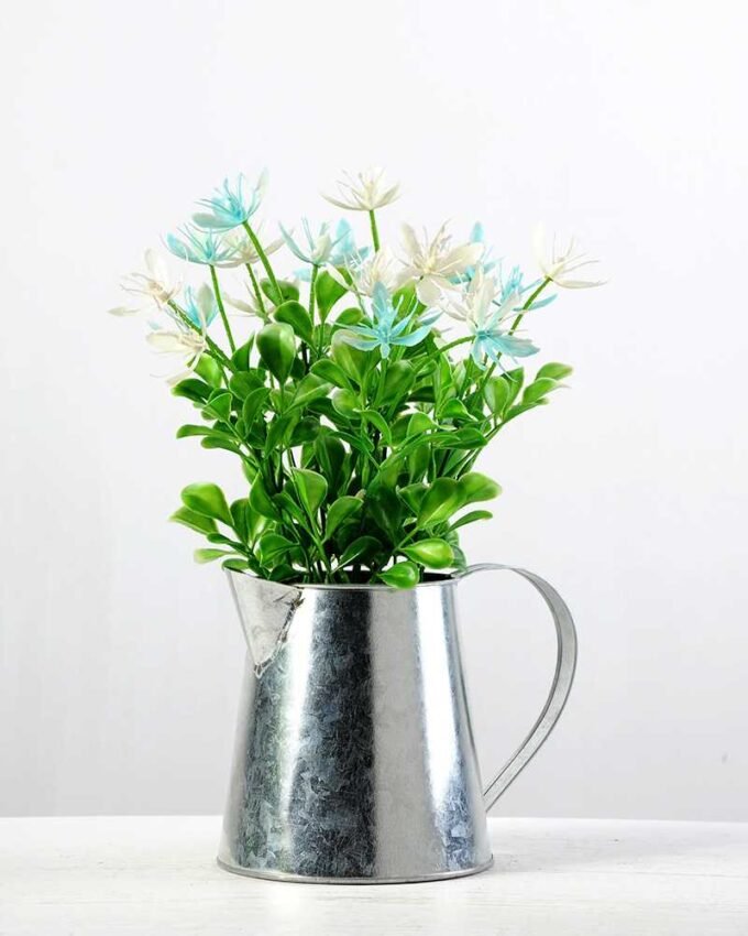 30cm Wild Flower Silk Flower  in Metal Jug