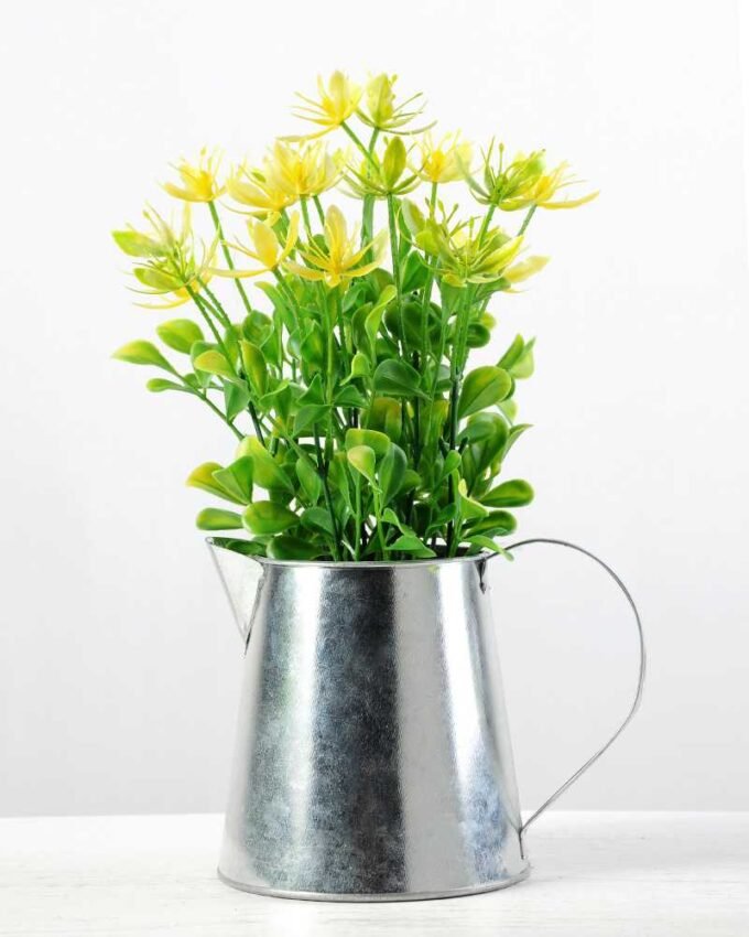 30cm Wild Flower Silk Flower  in Metal Jug