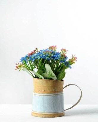 17cm Wild  Silk Flower  in Metal Jug