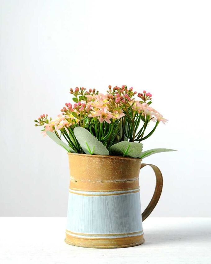 17cm Wild  Silk Flower  in Metal Jug