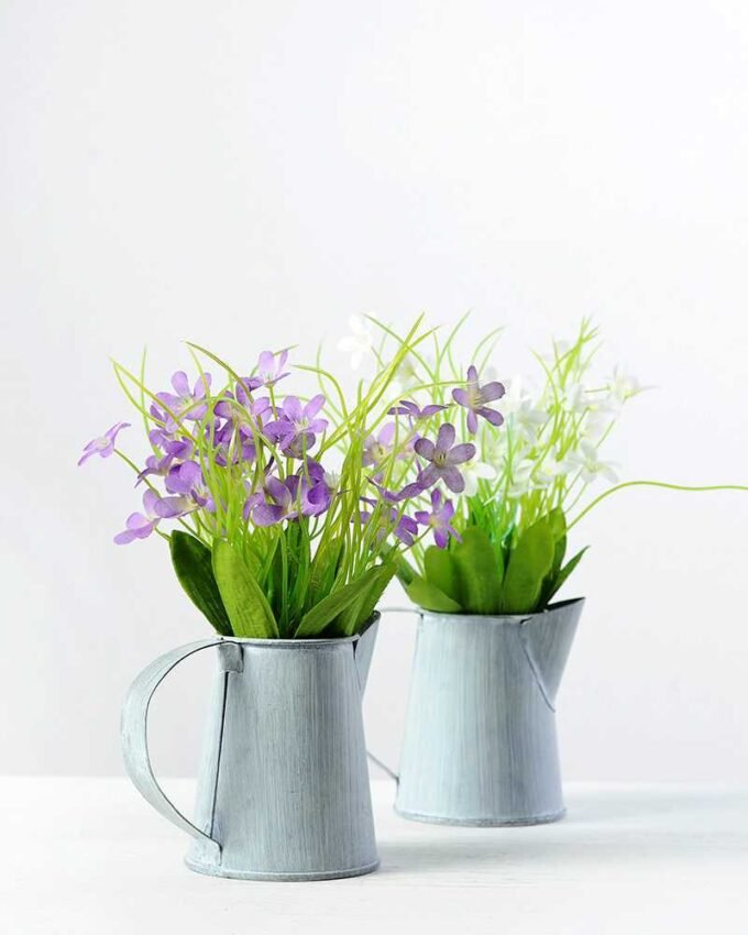 18cm Wild  Silk Flower  in Metal Jug